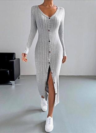 Базова сукня рубчик на ґудзиках міді