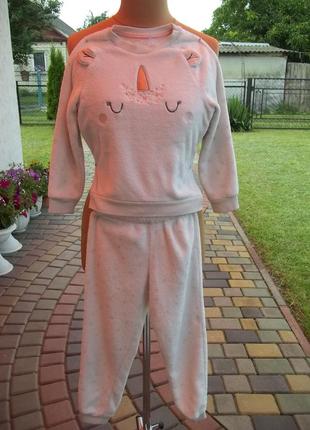 ( 6 - 7 лет ) детская флисовая пижама костюм теплый для девочки б/у