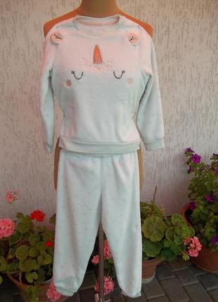 ( 6 - 7 лет ) детская флисовая пижама костюм теплый для девочки б/у2 фото