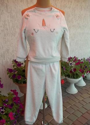 ( 6 - 7 лет ) детская флисовая пижама костюм теплый для девочки б/у8 фото