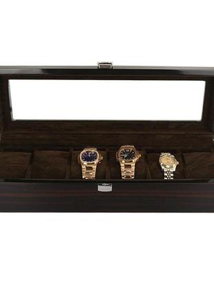 Розкішна дерев'яна коробка для годинника з 6 відділеннями1 фото