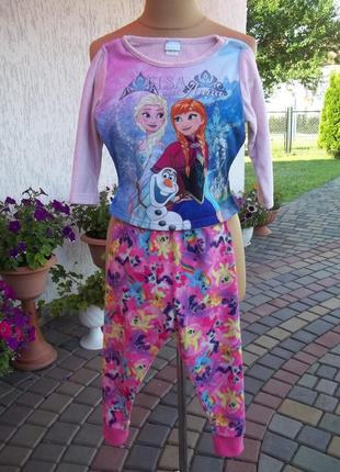 ( 4 - 5 лет ) детская флисовая пижама костюм теплый для девочки б/у4 фото
