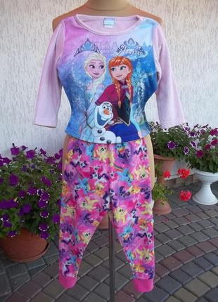 ( 4 - 5 лет ) детская флисовая пижама костюм теплый для девочки б/у6 фото
