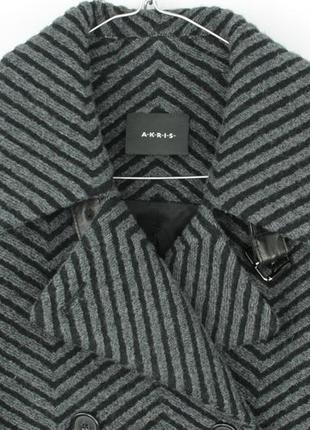 Шерстяна люкс куртка akris luxury short gray wool jacket with leather garniture4 фото