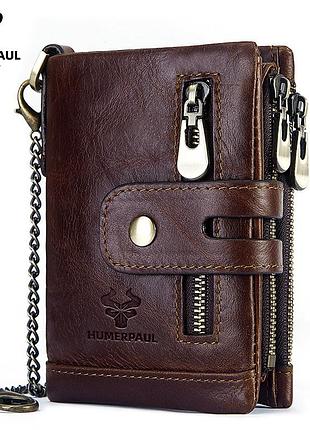 Чоловічий шкіряний гаманець із натуральної шкіри (волов'яча шкіра) з rfid-захистом. портмоне зі шкіри