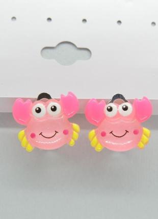 Кліпси сережки дитячі для вух без пробивання вуха liresmina jewelry милий рожевий крабик2 фото