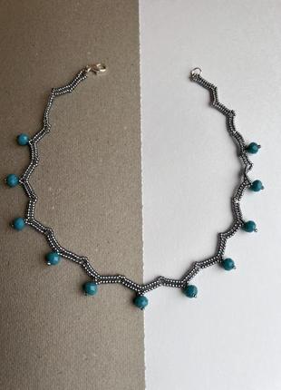 Ожерелье из чешского бисера и бусин ручной работы2 фото
