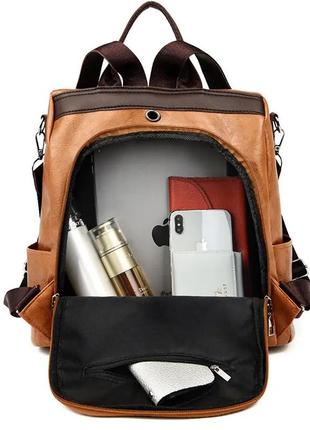 Стильный  рюкзак   с экокожи  коричневый2 фото