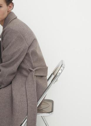 Меланжеве пальто-халат на основі вовни з паском  нове оригінал норкових колір5 фото