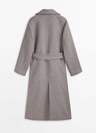 Меланжевое пальто-халат на основе шерсти с прядью норовочный оригинал9 фото