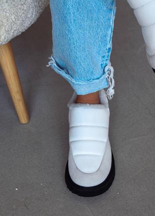 Женские белые зимние ботинки из натуральной кожи2 фото