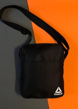 Сумка reebok черного цвета / мужская спортивная сумка через плечо рибок / барсетка reebok1 фото