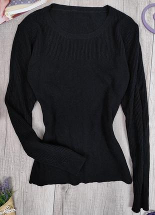 Женский чёрный шерстяной джемпер шерсть размер м3 фото