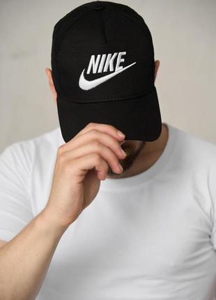 Кепка nike з сіткою чорна, біле лого3 фото