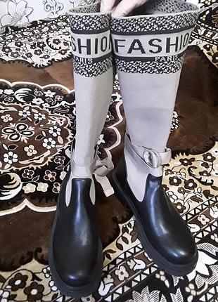 Сапоги эко кожа ,плюс текстиль ,очень стильные !!!🤗🤗🤗  деми !!!🤗🤗🤗