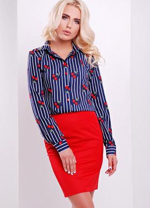 Модна і зручна сорочка блузка в вишеньки л-хл