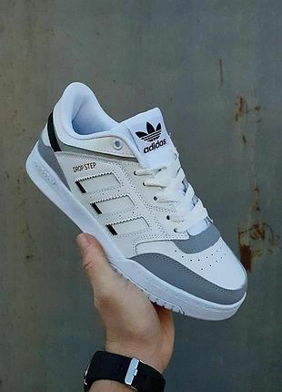 Adidas drop step•white gray black• 4