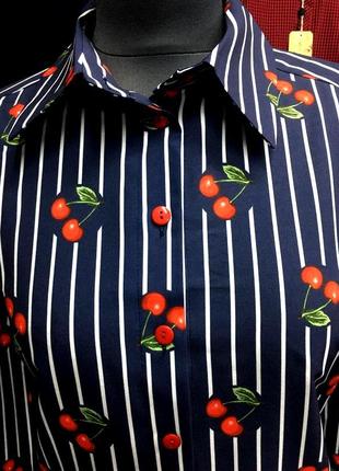 Модна і зручна сорочка блузка в вишеньки л-хл3 фото