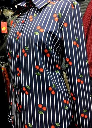 Модна і зручна сорочка блузка в вишеньки л-хл4 фото