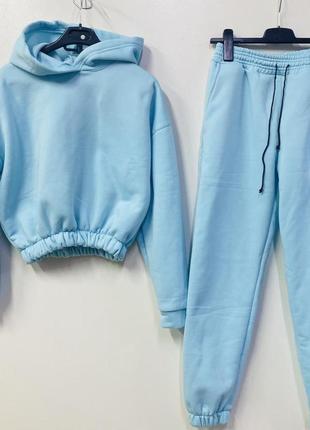 Теплий костюм тринитка з коротким худі 152-176 зріст