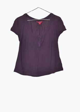 Легкая сиреневая блуза в горошек1 фото