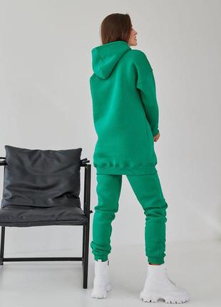 Стильный теплый молодежный спортивный костюм удлиненное уди и штаны зеленый 42 по 483 фото