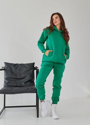Стильный теплый молодежный спортивный костюм удлиненное уди и штаны зеленый 42 по 482 фото