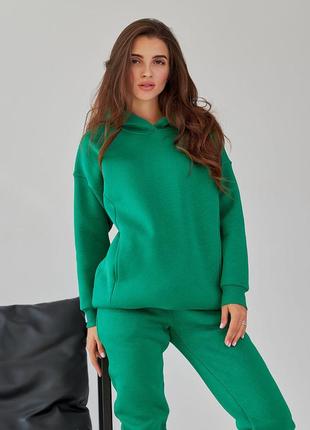 Стильный теплый молодежный спортивный костюм удлиненное уди и штаны зеленый 42 по 484 фото