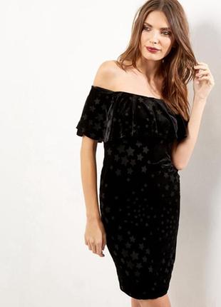 Красиве велюрову сукню з відкритими плечима new look оксамитове з воланом ошатне m l xl