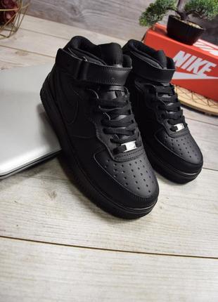 Мужские зимние кроссовки the nike air force mid black wntr