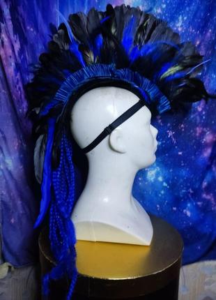 Ирокез из перьев косплей панк burning man для вечеринок фотосессий