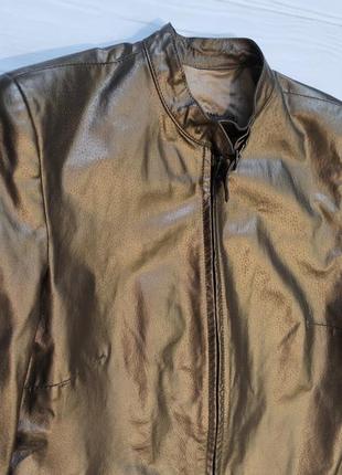 Кожаная косухая куртка металлик бронха золото тренд2 фото