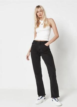 Темно сірі джинси моми з необробленим краєм missguided3 фото