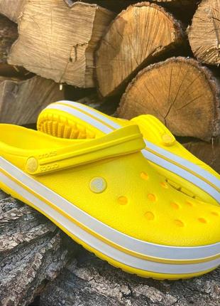 Crocs crocband lemon/white кроксы сабо унисекс все размеры в наличии1 фото