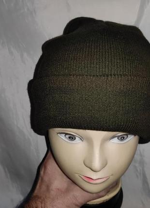 Новая сток зимняя шапка шапочка хаки милитари.8 фото