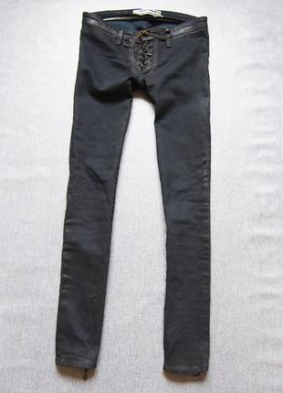 Дизайнерские джинсы люкс качество скини на кожанной шнуровке  duarte {сша}5 фото