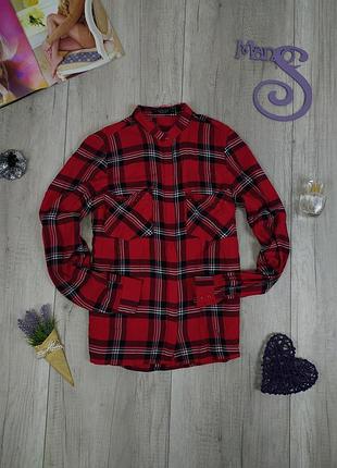 Жіноча клітчата червона сорочка з довгим рукавом mohito розмір s (44)