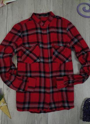 Женская клетчатая красная рубашка с длинным рукавом mohito размер 32 (s)2 фото
