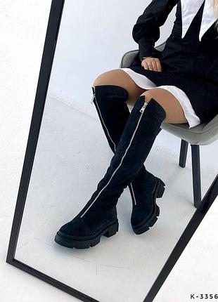 Натуральні ботфорти - baldi_nini , чорні, натуральна замша, демі/зима