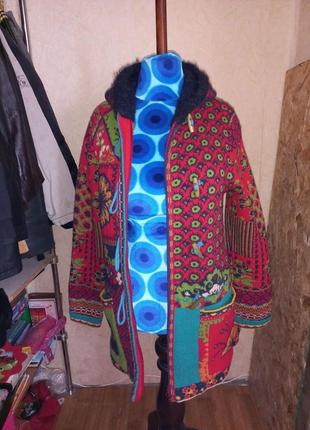 Вязаное полупальто ivko woman в стиле ховчурк с капюшоном х-46 (48-50)5 фото