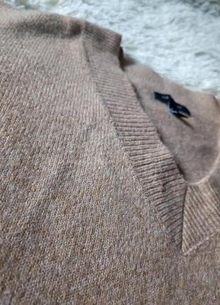 Джемпер свитер карамельного цвета, кофта с v вырезом,4 фото