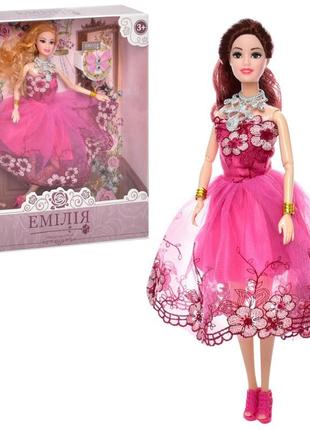 M 4674 ua игрушка кукла эмилия в платье шарнирная, 2 цвета, коробка 29,5-33-6,5см1 фото
