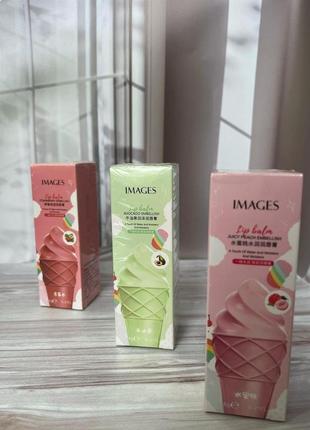 Бальзам для губ images lip balm strawberry полуниця, персик та авокадо