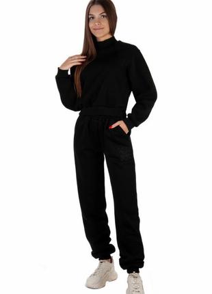 6цветов🌈теплые зимние брюки на флисе с вышивкой, женские теплые спортивные штаны хаки, черные, томное зимнее спортивное штаны на флисе женкки7 фото