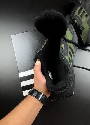 Чоловічі теплі кросівки термо adidas terrex  gore-tex  темно зелені5 фото