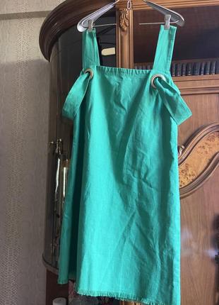 Оригінальна лляна сукня-сарафан, 46-485 фото