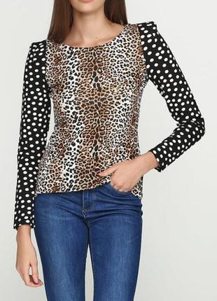 Новая кофта / стильная блуза с длинным рукавом в горох и леопард1 фото