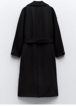 Базове стильне пальто зара zara з паском поясом в складі вовна з вовною3 фото