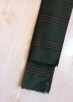 Тонкий шелковый шерстяной шарф классика в полоску4 фото