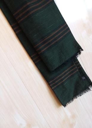 Тонкий шелковый шерстяной шарф классика в полоску5 фото